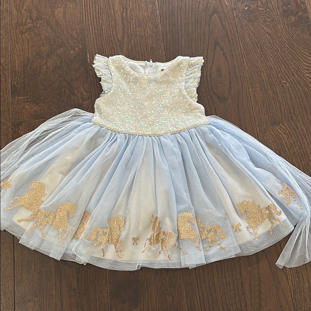 Zunie Iridescent Sequin Dress with Unicorns